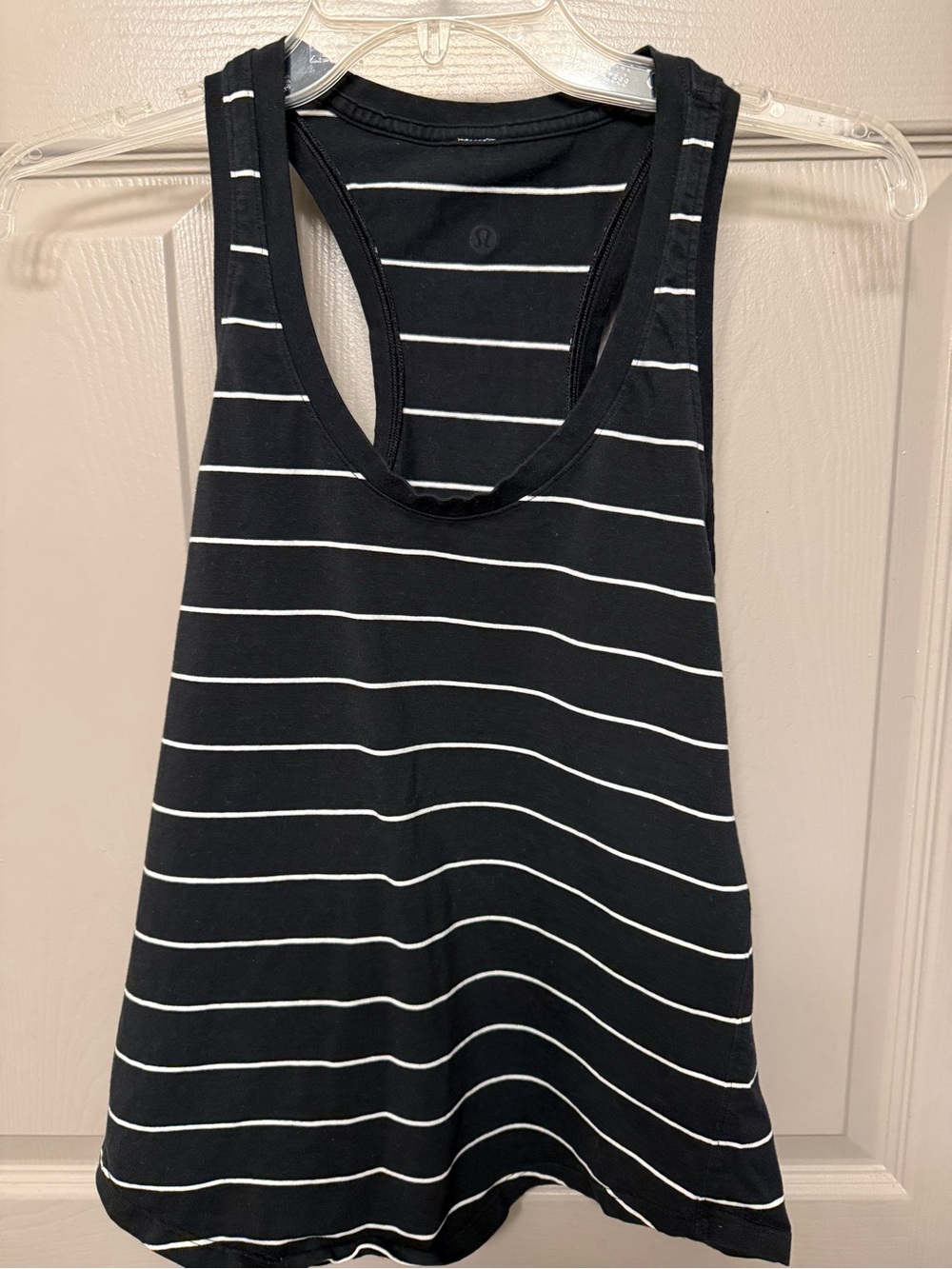 lululemon Black with White Stripe Racerback Tank